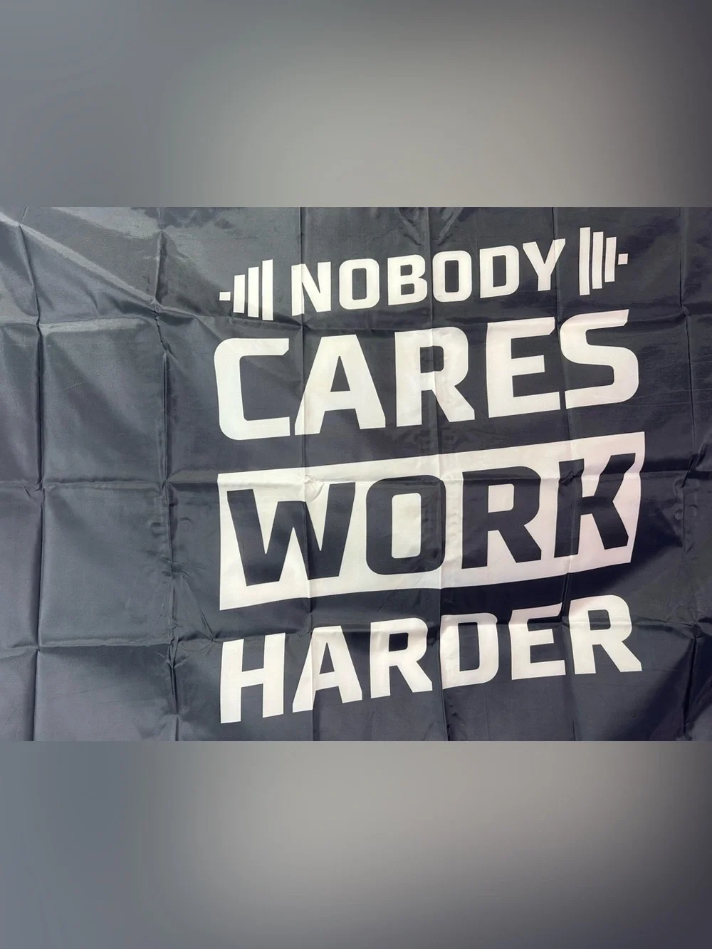 Inspiring Gym “Nobody Cares Work Harder” banner Tapestry 5x3Ft.